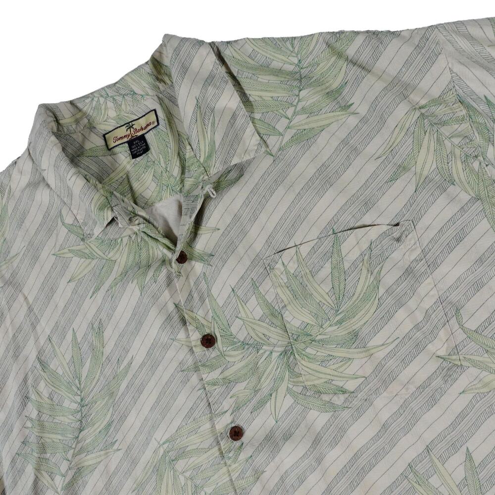 Tommy Bahama Silk Floral Leaf Hawaiian Button Up Camp Shirt Men's XXL